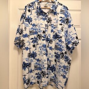Blue and Black Floral Men's Casual Shirt